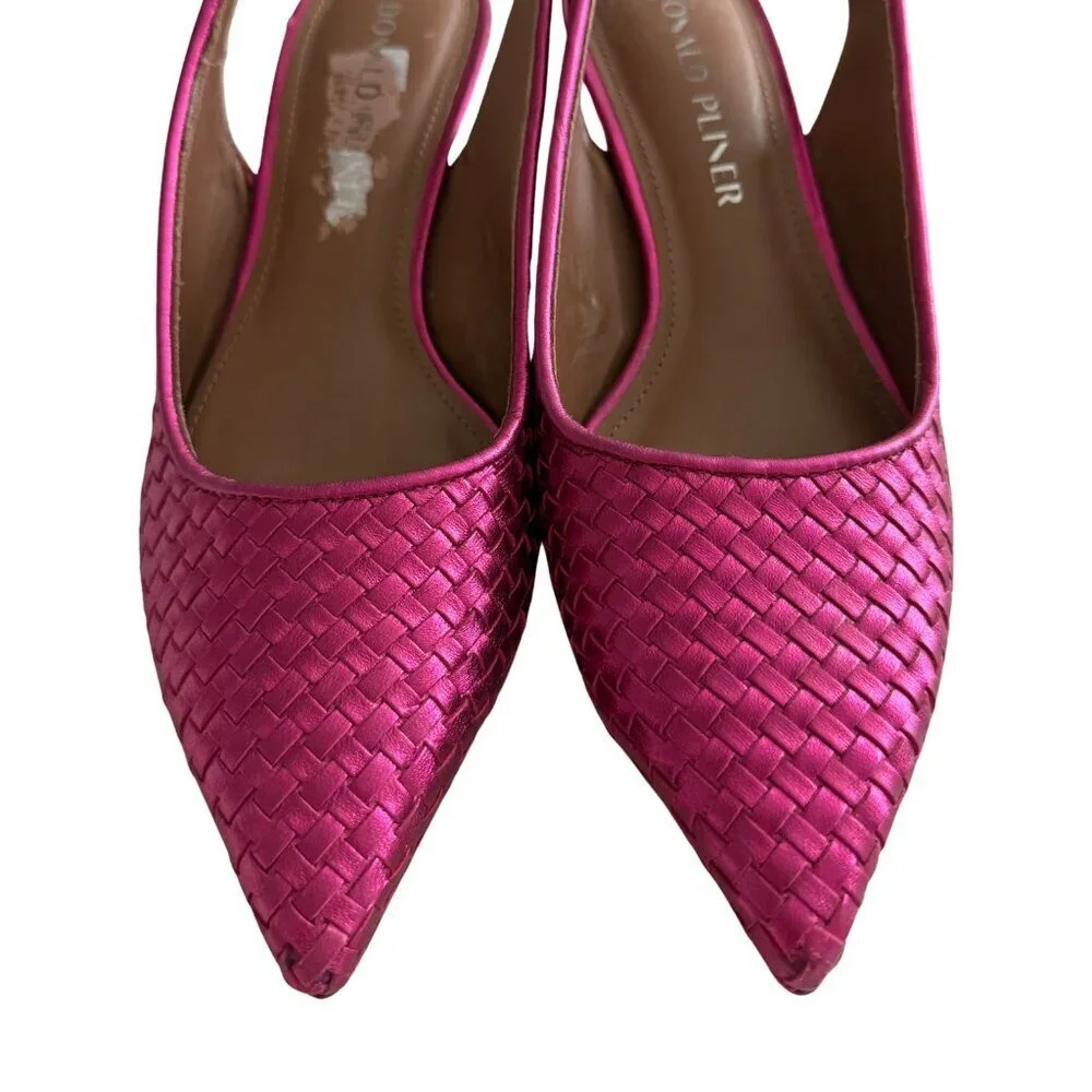 NEW Donald Pliner Olympia Sling Back Kitten Heel Pumps in Fuchsia Sz. 6
